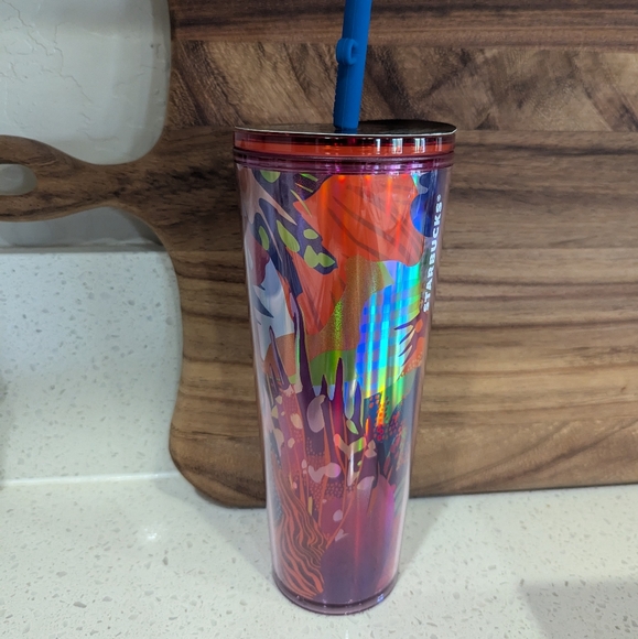 NWT Starbucks iridescent butterfly cup with silicone straw topper - Picture 2 of 5